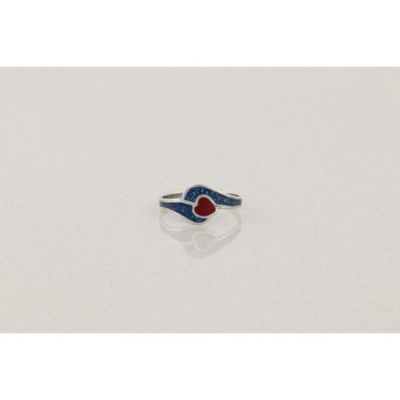 Sterling Silver Turquoise and Coral Heart Ring Size 7 1/2 - Picture 7 of 7